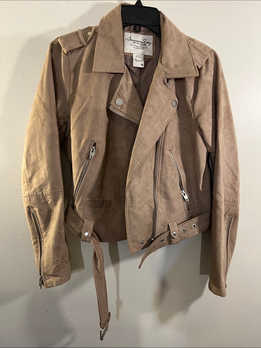 American Rag Taupe Suede Moto Jacket